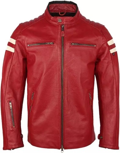 Giacca biker uomo pelle - , rossa