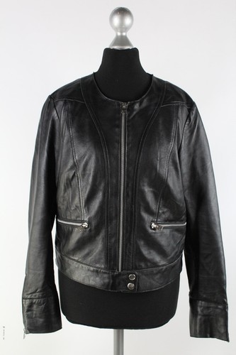 Giacca pelle nera mango - pelle, taglia