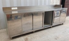 BANCO LAVORO CON SPORTELLI E POSTAZIONE PER MACCHINA DEL CAFFE' cm 310x80x110h