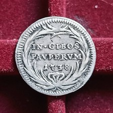 Grosso "In Cibos Pavpervm" 1738 Anno IX Raro- Argento- Clemente XII- Stato...