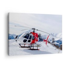 Quadro su Tela 70x50cm Elicottero montagne picco inverno Stampe Immagini Murale