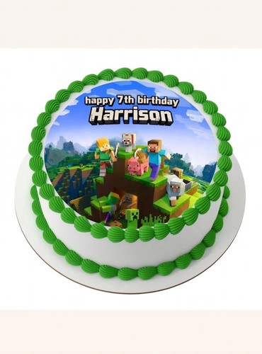Topper torta glassa minecraft - topper,