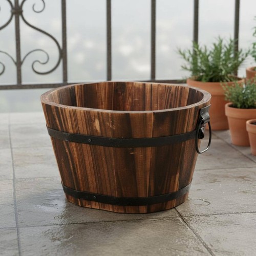 Fioriera barile legno - fioriera, a