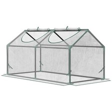 Outsunny Mini Serra da Giardino 2 Finestre Avvolgibili Copertura PVC