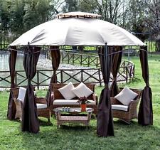 GAZEBO  ACCIAIO ESAGONALE MT.3,50 CON TELI COPERTURA LATERALI ARREDO GIARDINO
