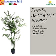 Pianta Artificiale di Bamb? Alta 180 cm con Vaso per Interno Esterno 1026 Foglie