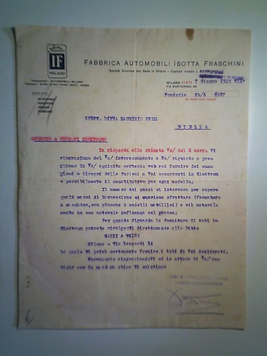Lettera fabbrica automobili - "fabbrica,