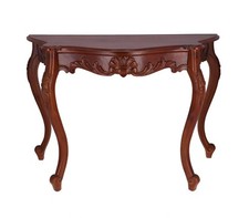 Consolle stile coloniale neoclassico in legno di mogano da ingresso intagliata 