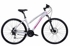 BICI IBRIDA MONTANA X-CROSS 28 DONNA TY-300 3x7V BIANCO FUCSIA