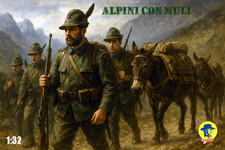 Alpini con muli Prima Guerra