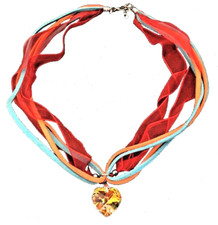 Collana Swarovski  da donna con ciondolo cuore catenina lunga 45 cm girocollo di