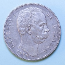 UMBERTO I 5 LIRE 1879 ROMA bel