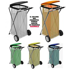 CARRELLO PORTASACCHETTO RIFIUTI MOVE & UP CON RUOTE MANIGLIA COPERCHIO GRIGLIA  