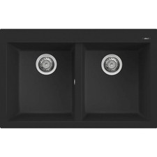 ELLECI QUADRA 350 LKQ35086 Lavello 2 Vasche Sopratop Keratek Nero cm 79x50
