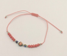 Bracciale regolabile filo e perline cuore - Rosso corallo - Donna - Bambina B15