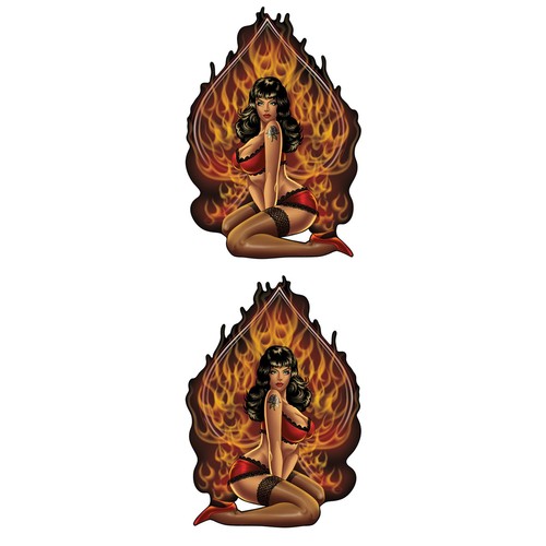 Set adesivi pik ass fiamme - set,