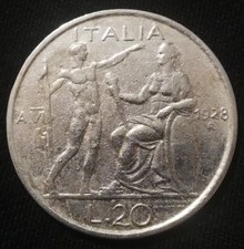20 LIRE LITTORE 1928 - RICONIO