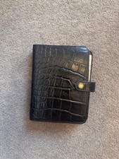 Mulberry Croc Leather Pocket Organizer Filofax Notebook Agenda Nero 