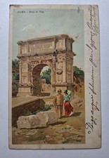 Cartolina antica 1900 ca Roma Arco di Tito cromolitografia UPU, Cortona Arezzo