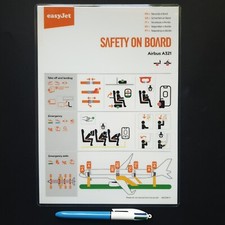 EasyJet A321 UK airline safety card memorabilia emergency air graphic design '18