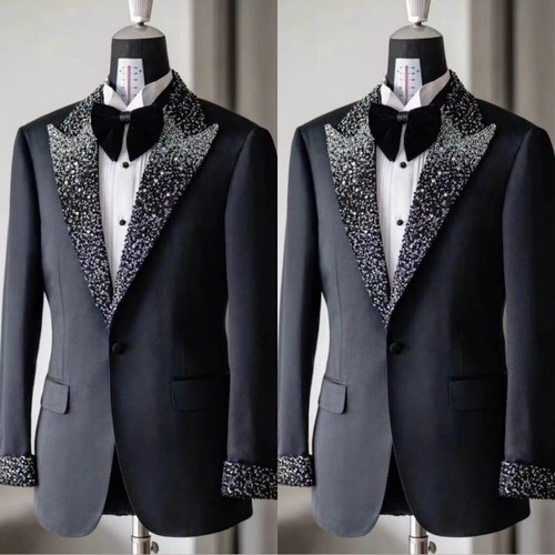 Tuta uomo nera strass pizzo