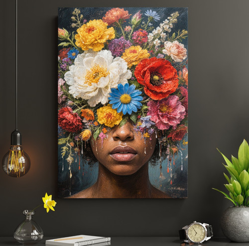 Ritratto donna con fiori in - ritratto, di