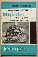 MALLORY PARK 12 luglio 1959 LEICESTER QUERY MC MOTO CORSE SU STRADA Programma