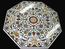 Top In Marmo 36" Con Inlay In Pietra Dura Per Decorazione Della Casa E Giardino