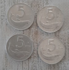 Monete 5 lire anni 1951, 1953, 1954