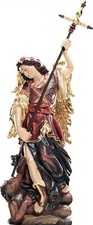 STATUA DI SAN MICHELE ARCANGELO CM 20 SCOLPITA IN LEGNO DELLA VALGARDENA