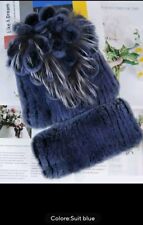 Cappello E Scaldacollo In Pelliccia Naturale Col. Suite Blu Come Foto Principale