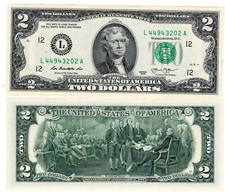 STATI UNITI AMERICANI USA banconota $2 dollari 2013 L SAN FRANCISCO NUOVA UNC