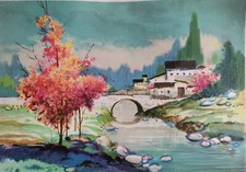 Litografia Firmata Amadeu Casals Pons arte figurativa paesaggio impressionismo