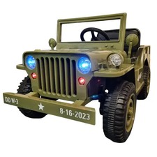 Macchina Elettrica Jeep Willy Verde per Bambini Fuoristrada Monoposto
