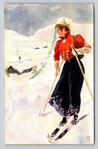 Antica cartolina sci - , norvegese