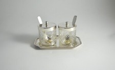 N4900 PORTASALSE MARMELLATA MIELE + VASSOIETTO IN ARGENTO SHEFFIELD COLLECTION