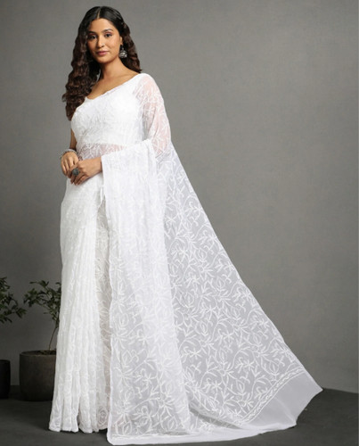 Chikankari saree georgette - chikankari,