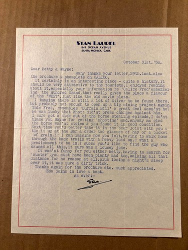 Rara lettera autografata stan - rara,
