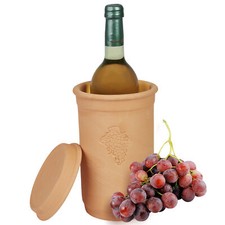 Refrigeratore Vino + Sottobicchiere Terracotta Ø 12,5 cm H 20,5 cm Refrigeratore Bottiglie
