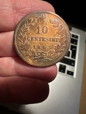 10 CENTESIMI 1863 REGNO ITALIA VITTORIO EMANUELE II RAME ROSSO
