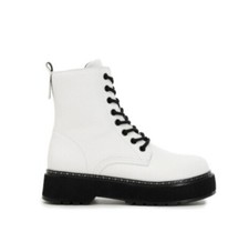 CAFè NOIR Bianco E Nero scarpe donna Amfibi stivaletti lacci Platform N. 36