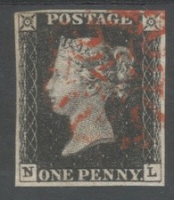 GB QV 1840 Penny Black, (NL)