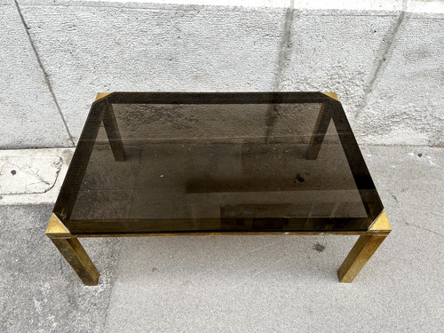 Tavolino 70s ottone - 70s, vetro