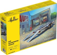 KIT MODELLISMO AUTO STATICO HELLER CAR TRANSPORTER TRAILER CARRELLO SCALA 1:24