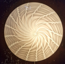 GRANDE PLAFONIERA IN VETRO DI MURANO BIANCO TRAMA A RAGNATELLA, VINTAGE