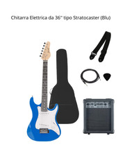 Chitarra Elettrica da 36'' tipo Stratocaster (Blu)