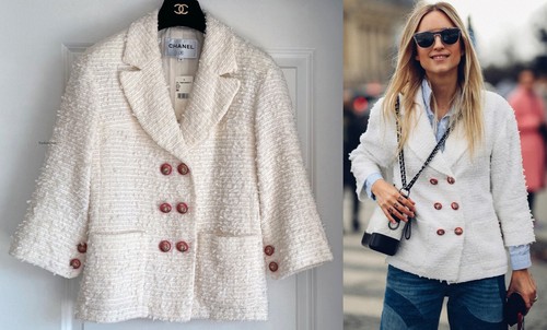 Giacca chanel 17p tweed bianco - chanel,