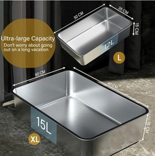 Lettiera in acciaio inox per gatti conigli (23,5" L x 15,5" L x 8" H)