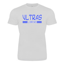 T-shirt Ultras Liberi bianco-azzurro Manica Corta Cotone Maglietta maglia casual