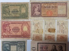 ITALIA - Lotto 14 Banconote Regno Repubblica Estere Biglietti di Stato vedi foto